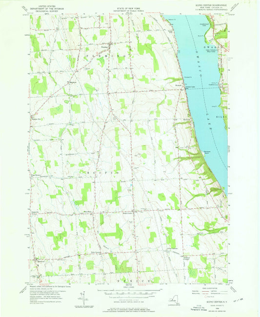 Classic USGS Scipio Center New York 7.5'x7.5' Topo Map Image
