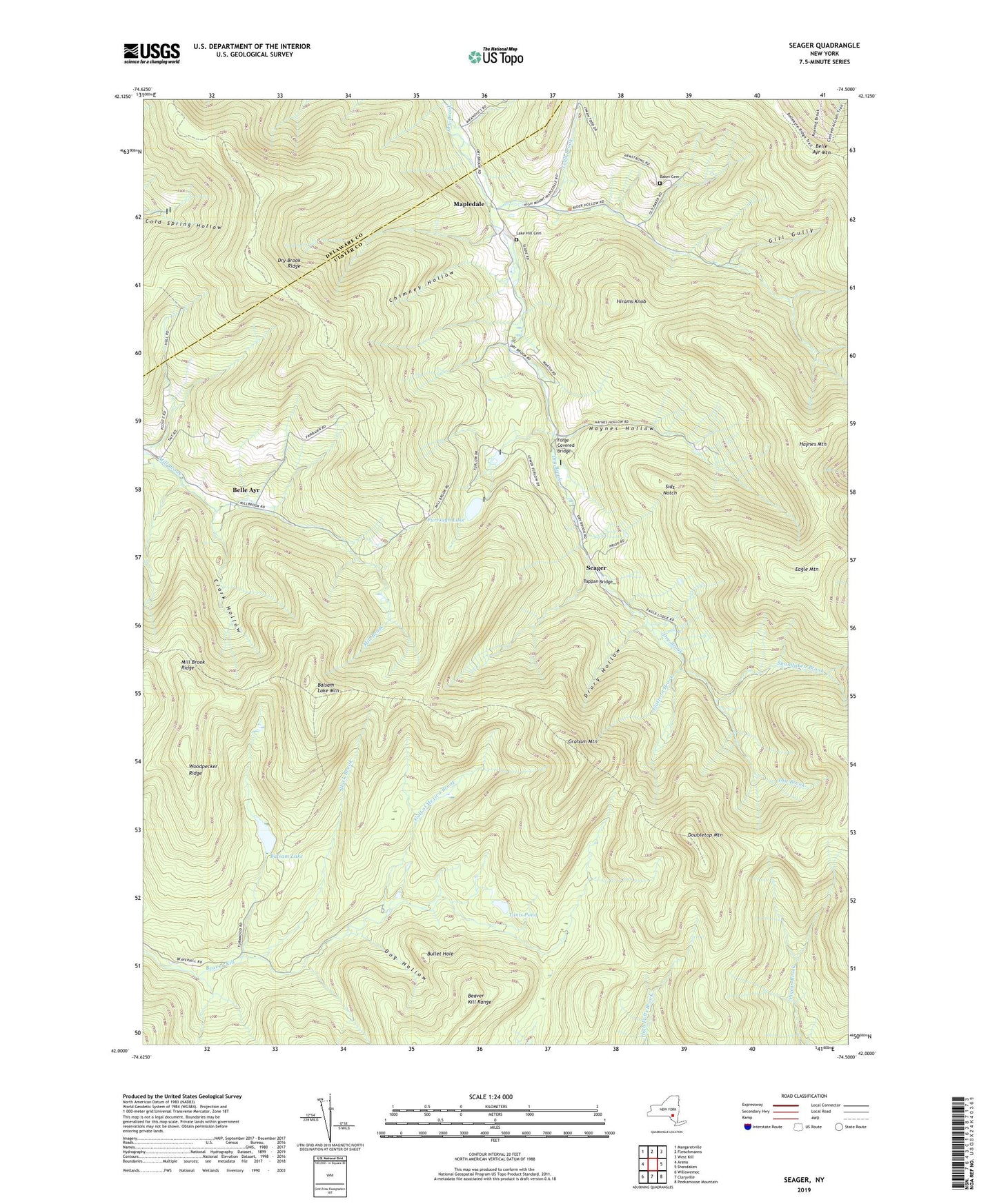 Seager New York US Topo Map Image