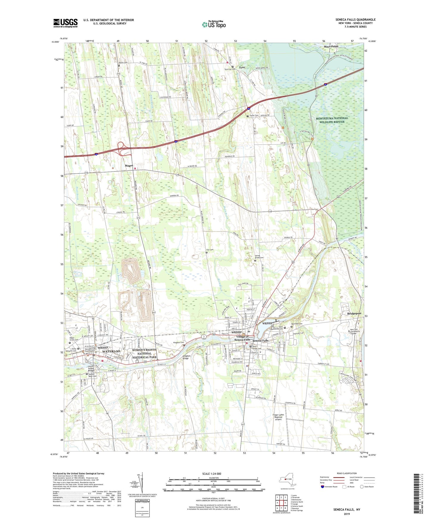 Seneca Falls New York US Topo Map Image