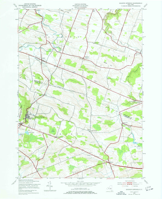 Classic USGS Sharon Springs New York 7.5'x7.5' Topo Map Image