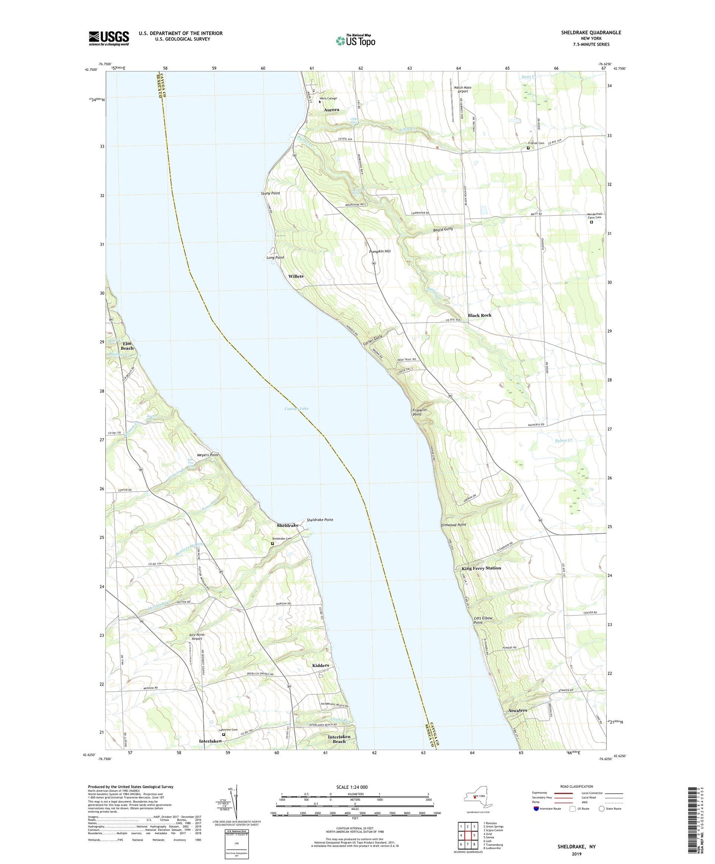 Sheldrake New York US Topo Map Image