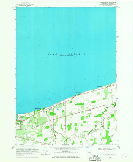 Classic USGS Sixmile Creek New York 7.5'x7.5' Topo Map Image