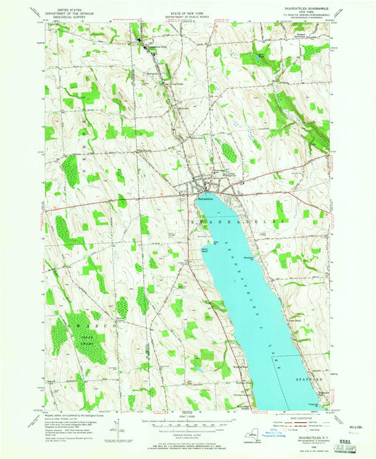 Classic USGS Skaneateles New York 7.5'x7.5' Topo Map Image