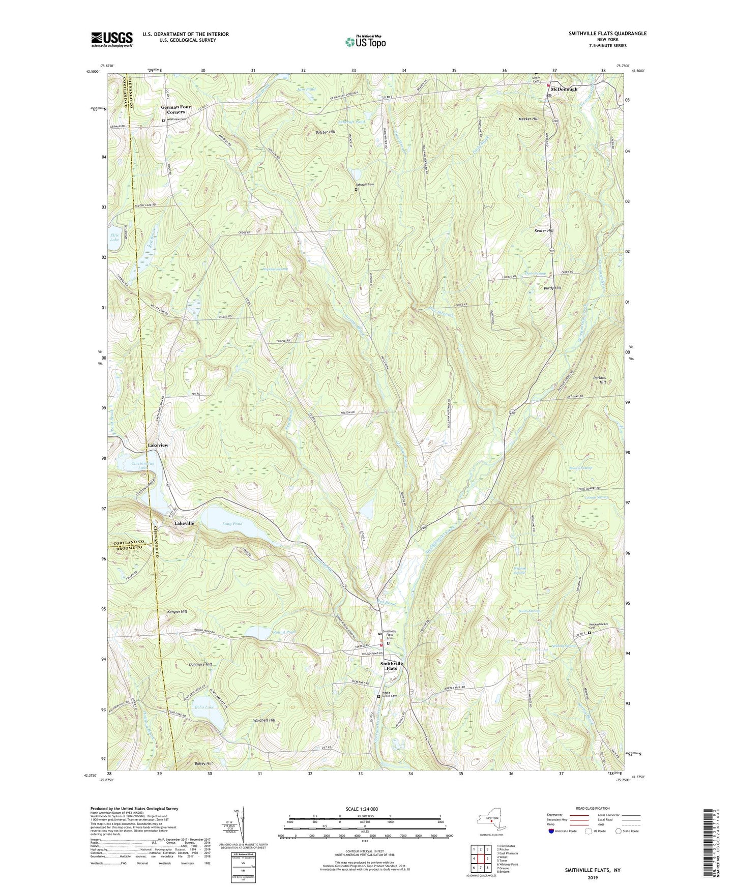 Smithville Flats New York US Topo Map Image