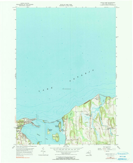 Classic USGS Sodus Point New York 7.5'x7.5' Topo Map Image