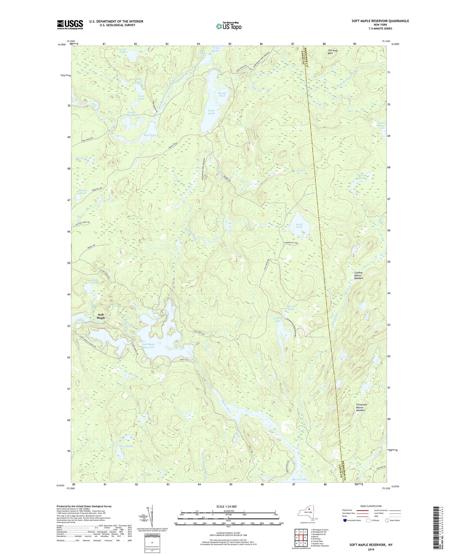Soft Maple Reservoir New York US Topo Map Image