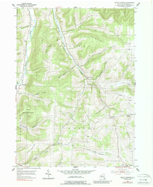 Classic USGS South Canisteo New York 7.5'x7.5' Topo Map Image
