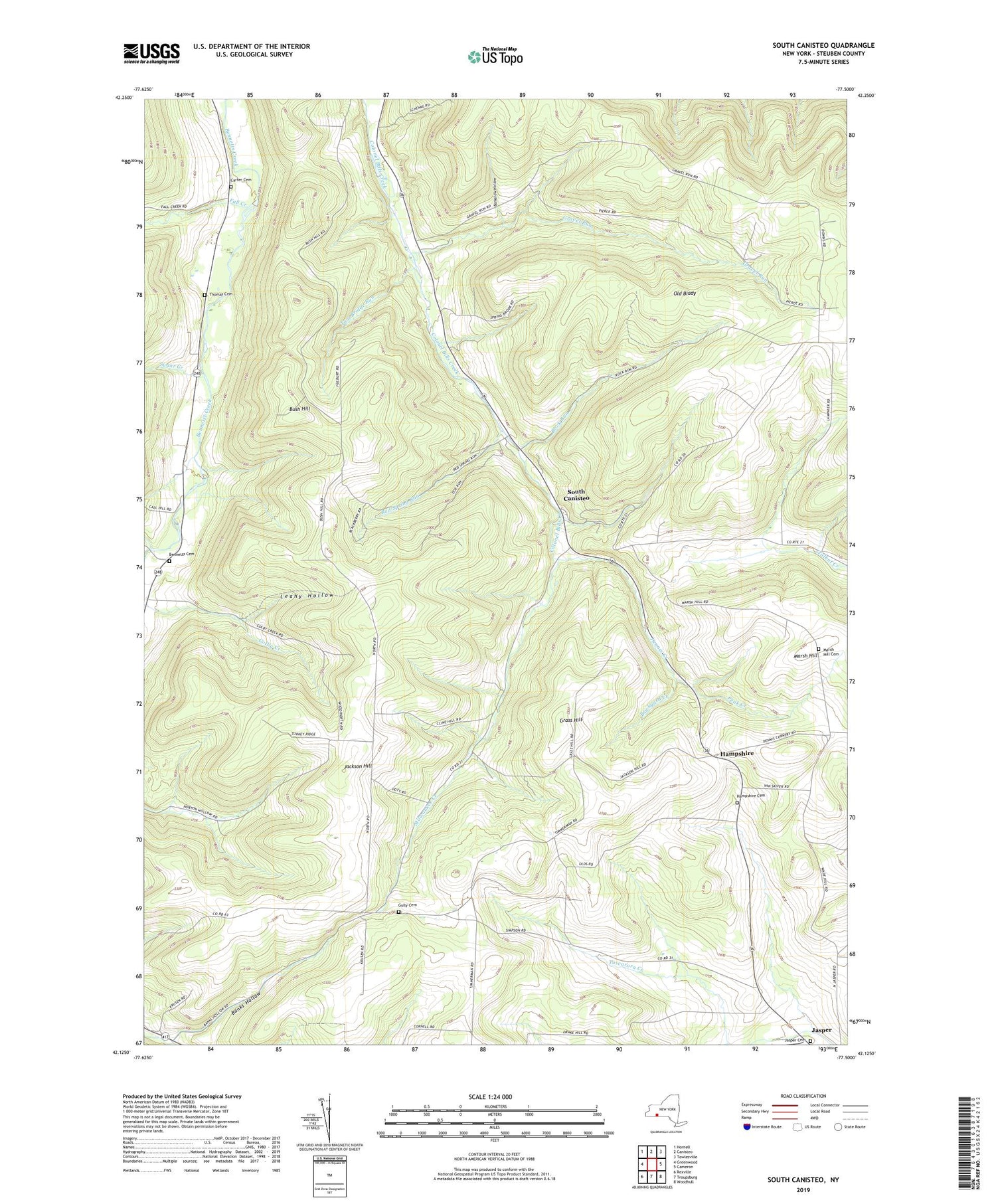 South Canisteo New York US Topo Map Image