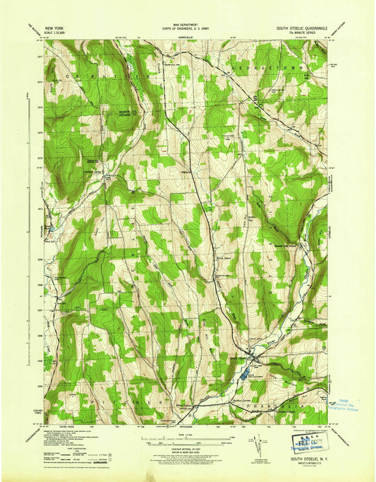 Classic USGS South Otselic New York 7.5'x7.5' Topo Map Image