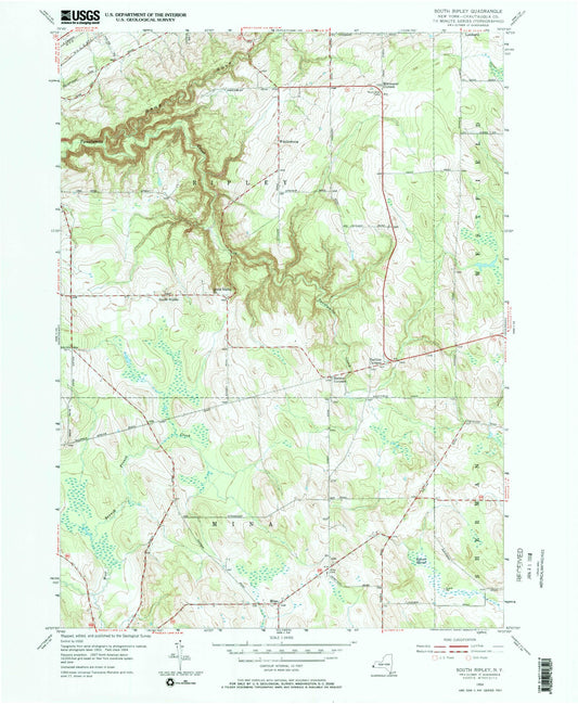 Classic USGS South Ripley New York 7.5'x7.5' Topo Map Image