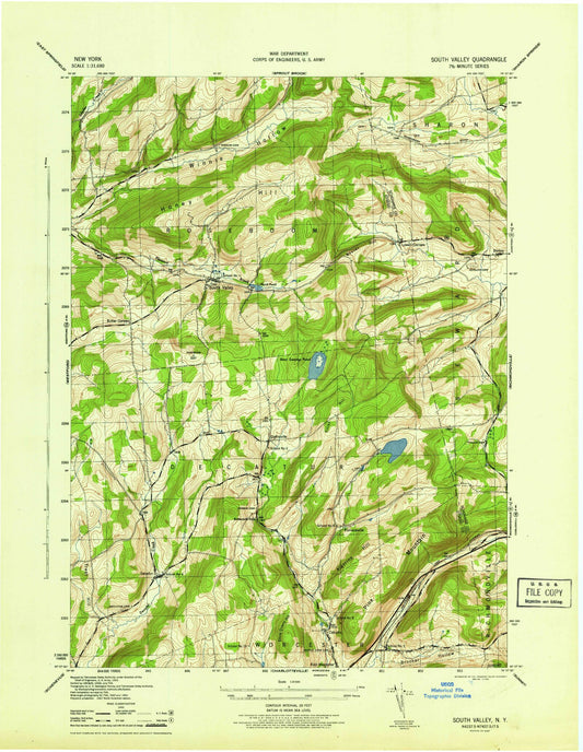 Classic USGS South Valley New York 7.5'x7.5' Topo Map Image