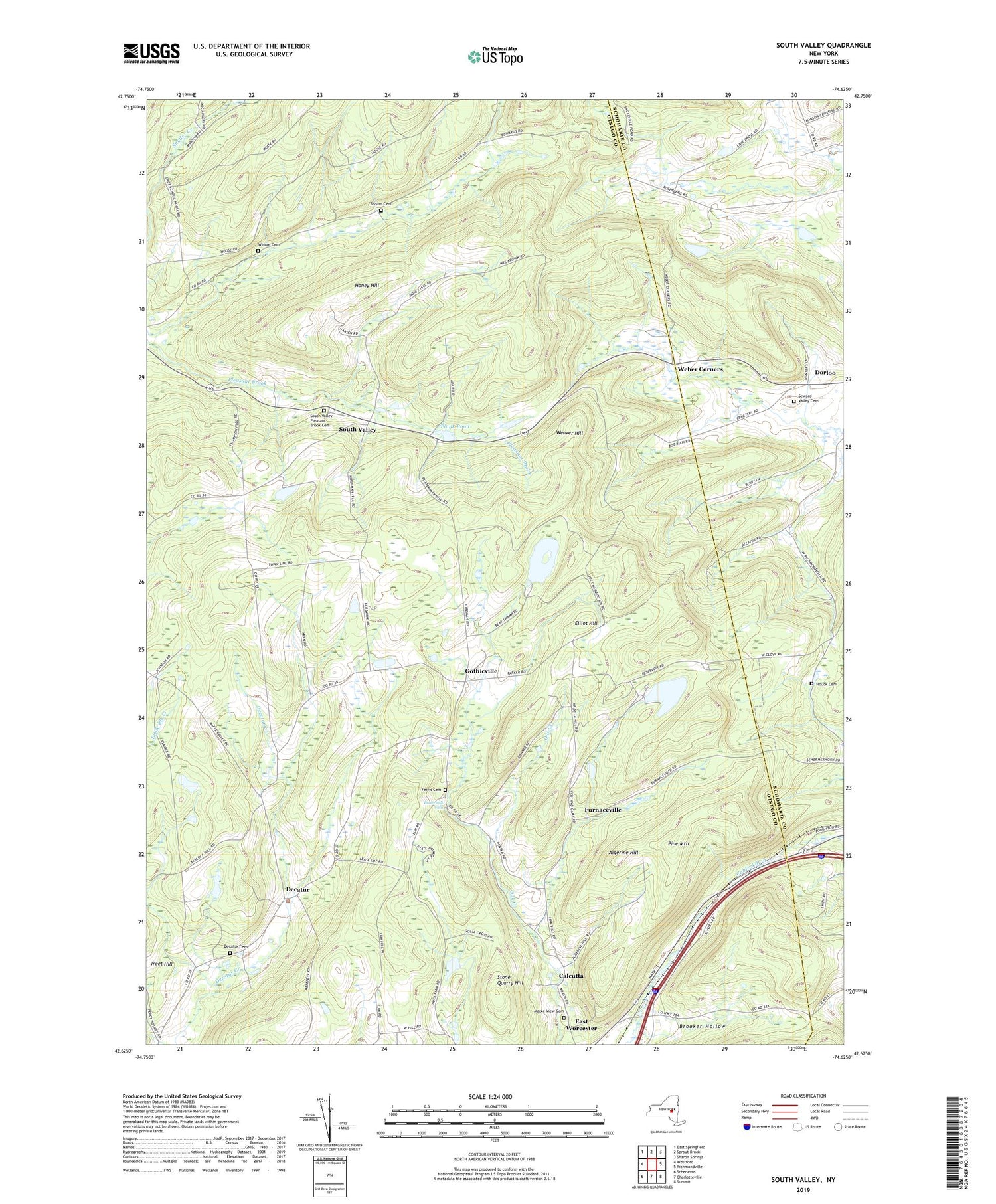 South Valley New York US Topo Map Image