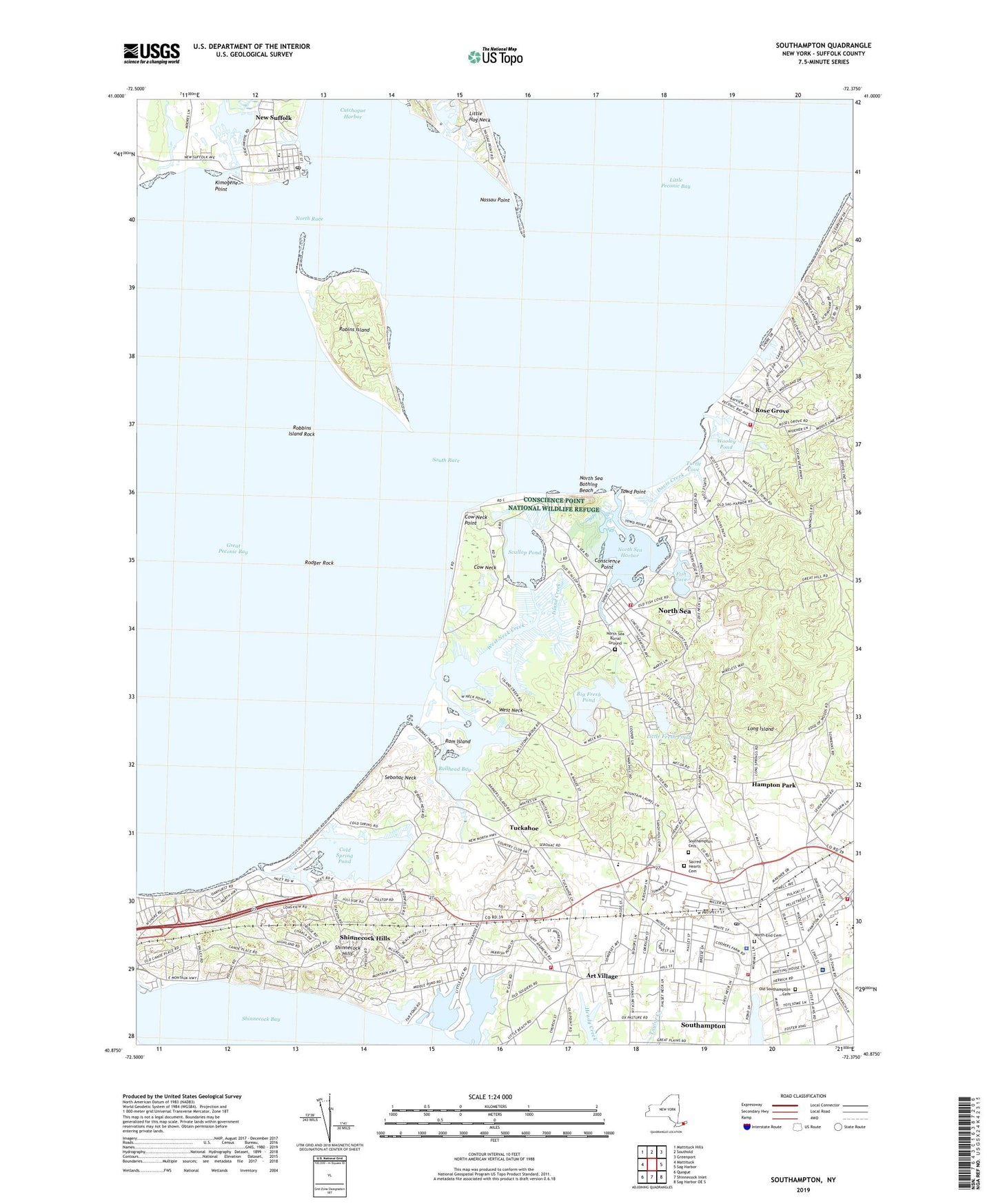 Southampton New York US Topo Map Image