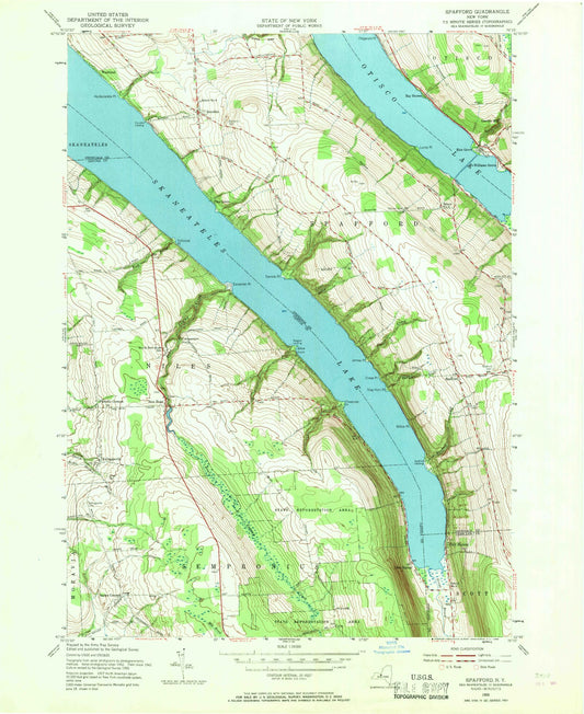 Classic USGS Spafford New York 7.5'x7.5' Topo Map Image
