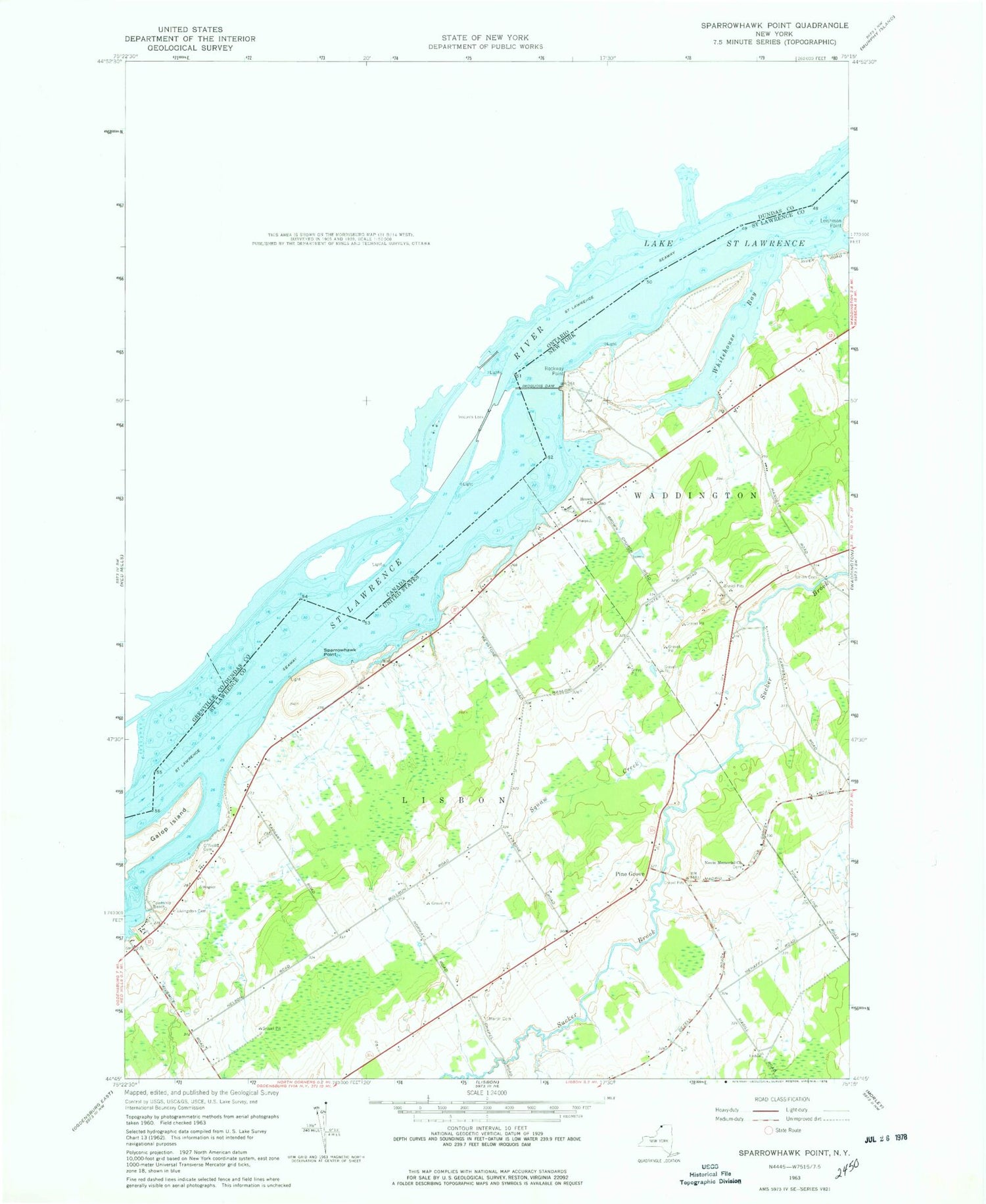 Classic USGS Sparrowhawk Point New York 7.5'x7.5' Topo Map Image