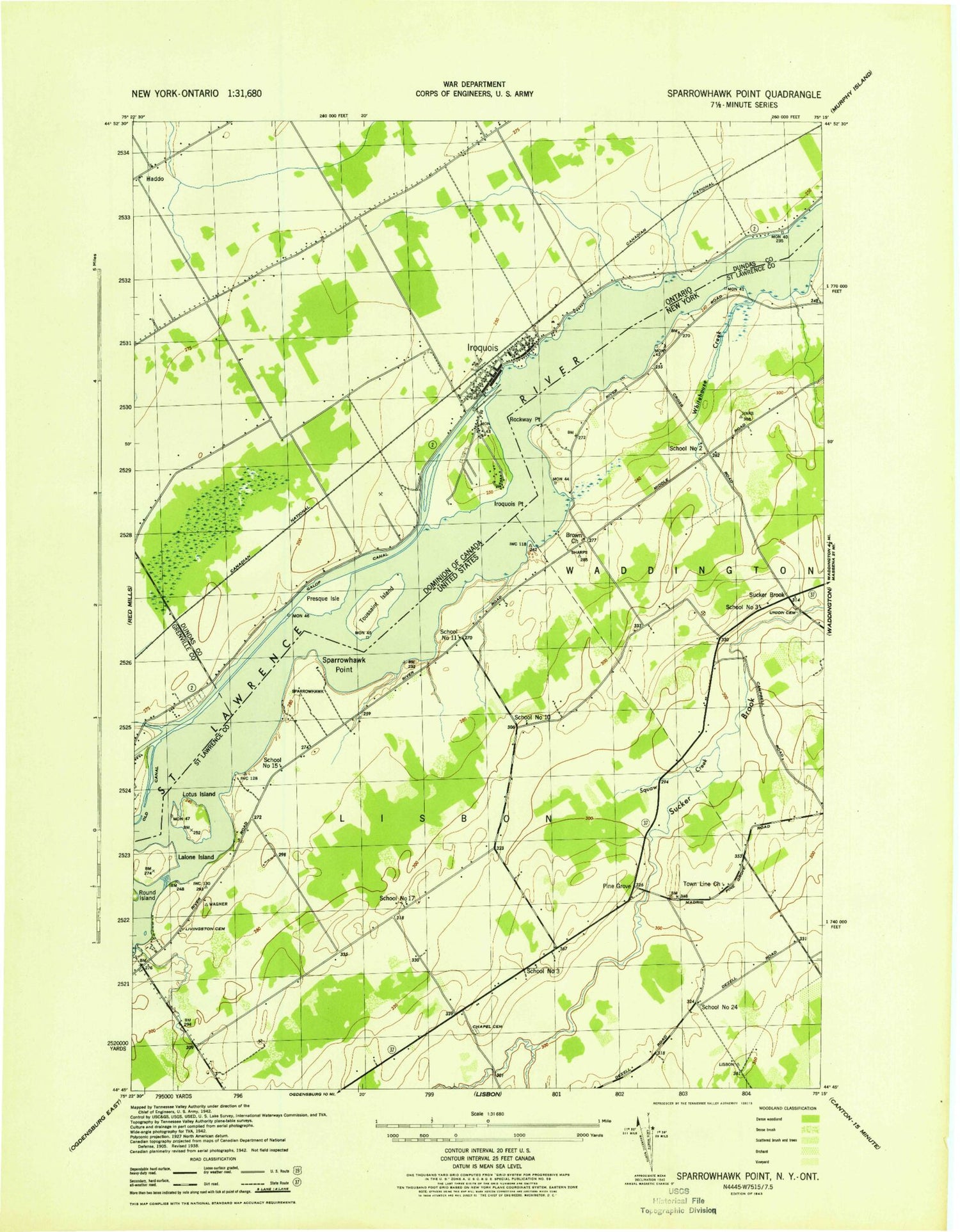 Classic USGS Sparrowhawk Point New York 7.5'x7.5' Topo Map Image