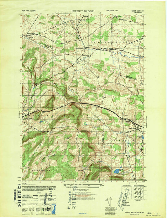 Classic USGS Sprout Brook New York 7.5'x7.5' Topo Map Image