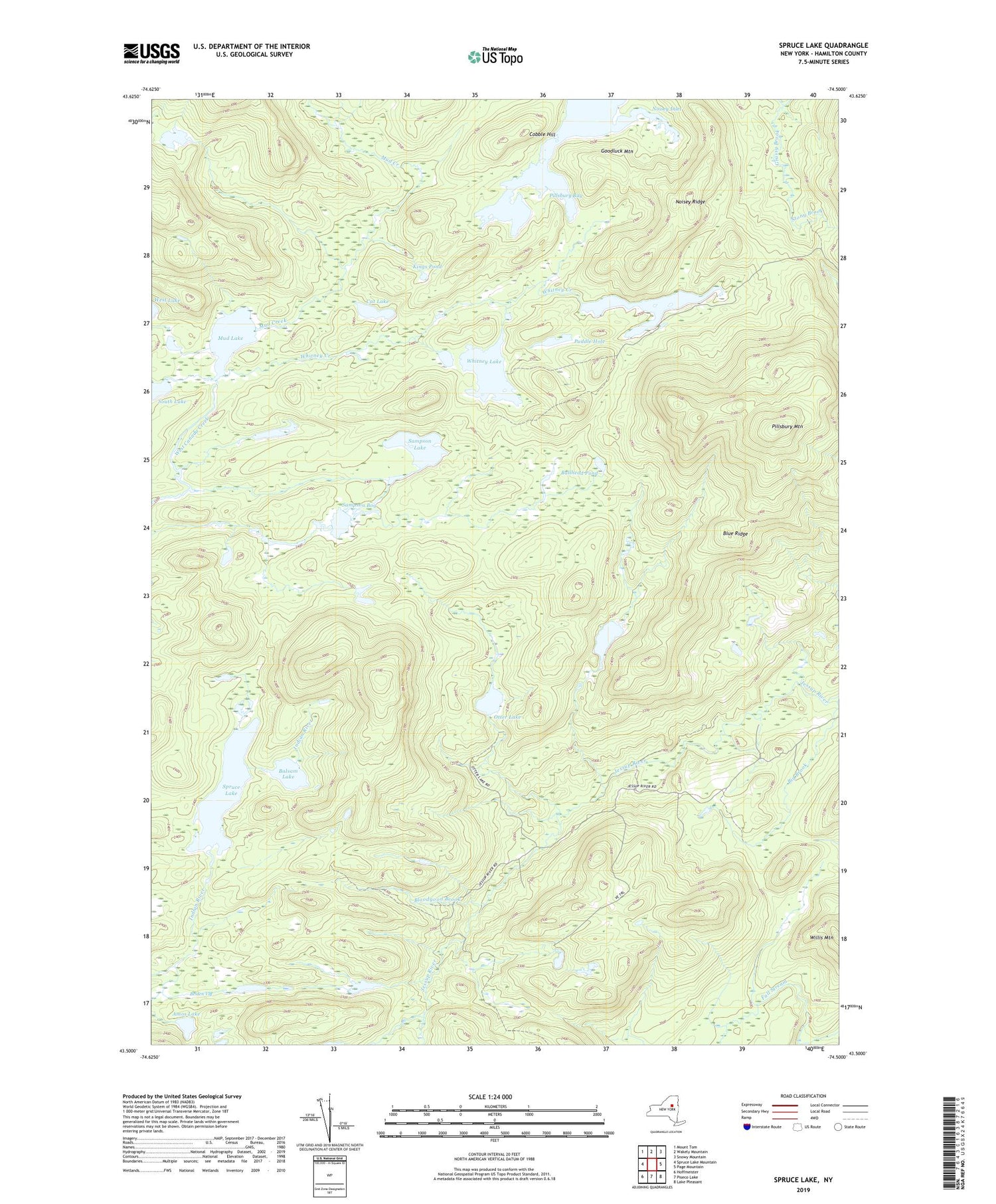 Spruce Lake New York US Topo Map Image