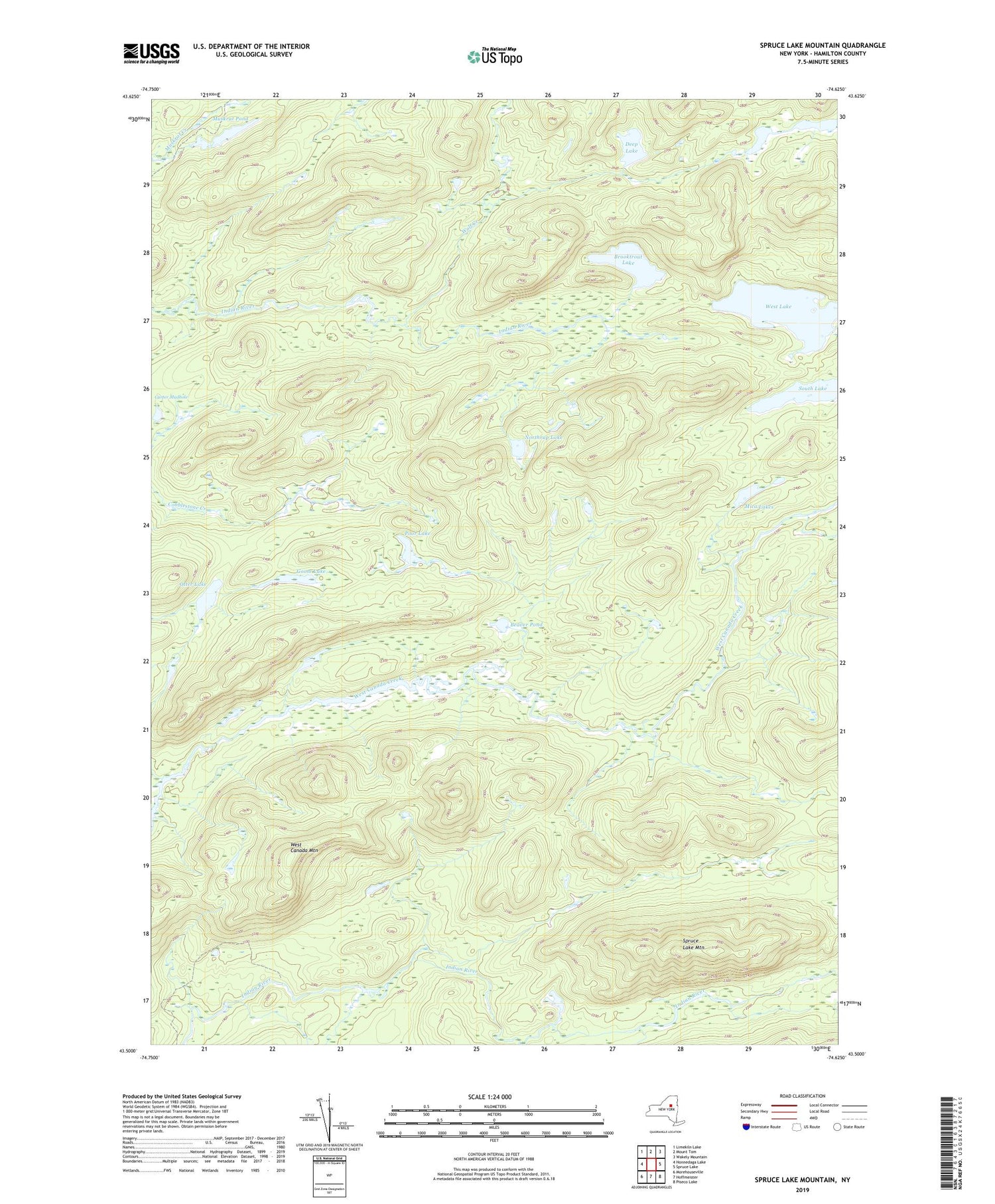 Spruce Lake Mountain New York US Topo Map Image