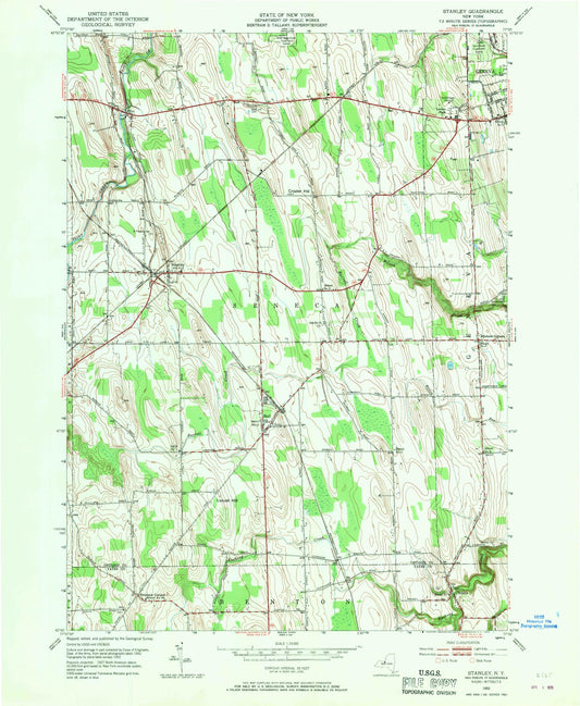 Classic USGS Stanley New York 7.5'x7.5' Topo Map Image