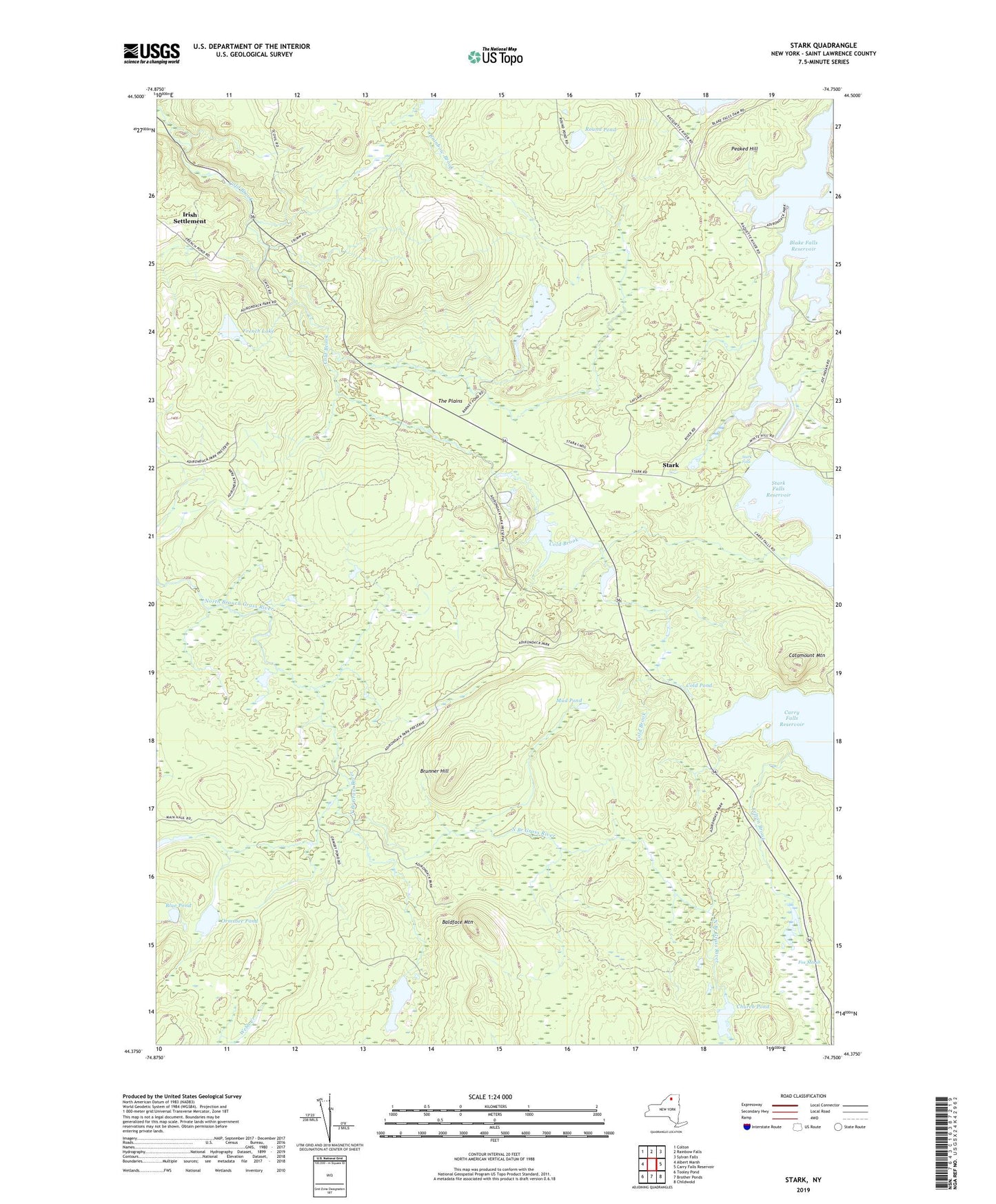 Stark New York US Topo Map Image