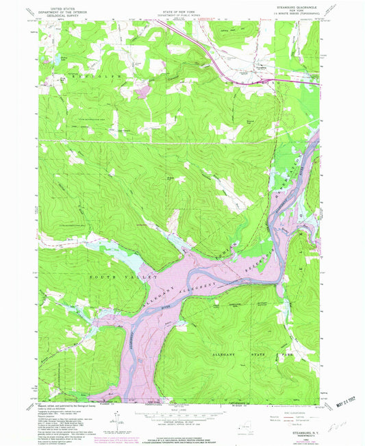 Classic USGS Steamburg New York 7.5'x7.5' Topo Map Image