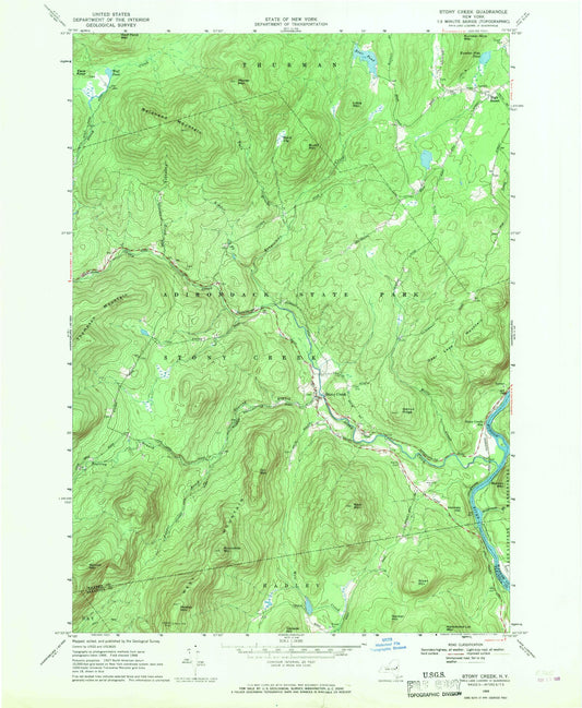 Classic USGS Stony Creek New York 7.5'x7.5' Topo Map Image