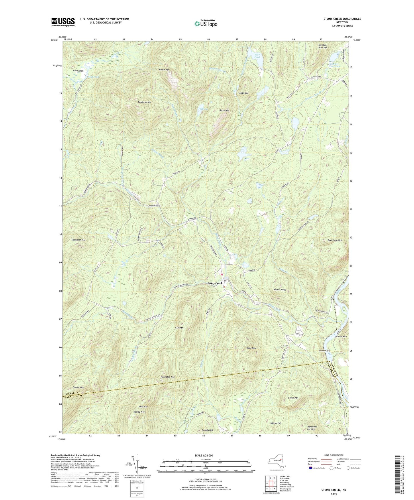 Stony Creek New York US Topo Map Image