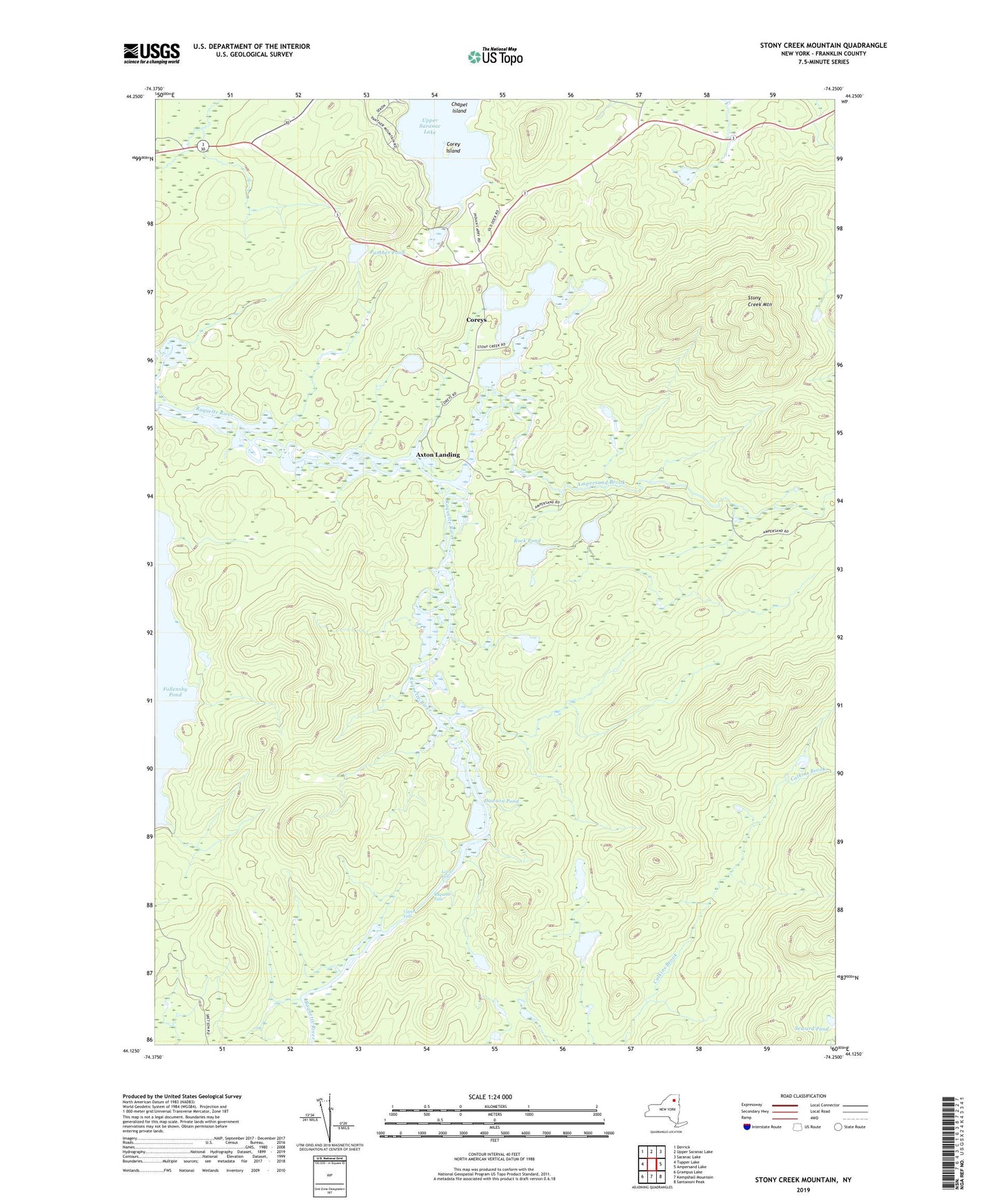 Stony Creek Mountain New York US Topo Map Image