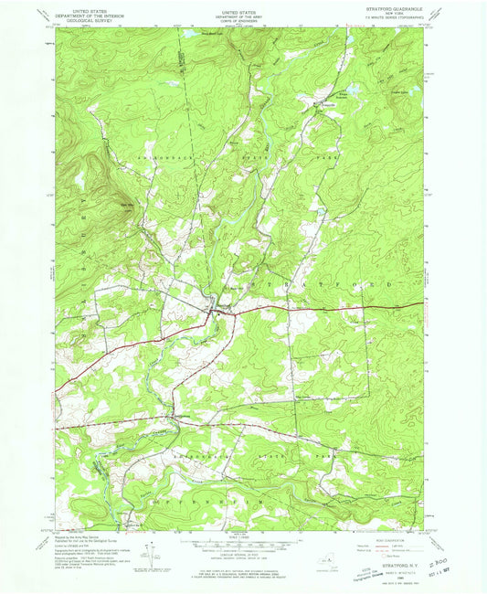 Classic USGS Stratford New York 7.5'x7.5' Topo Map Image