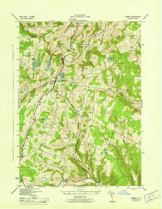 Classic USGS Summit New York 7.5'x7.5' Topo Map Image