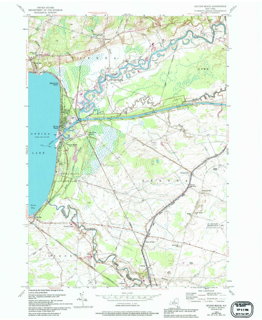 Classic USGS Sylvan Beach New York 7.5'x7.5' Topo Map Image