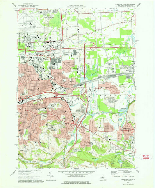 Classic USGS Syracuse East New York 7.5'x7.5' Topo Map Image