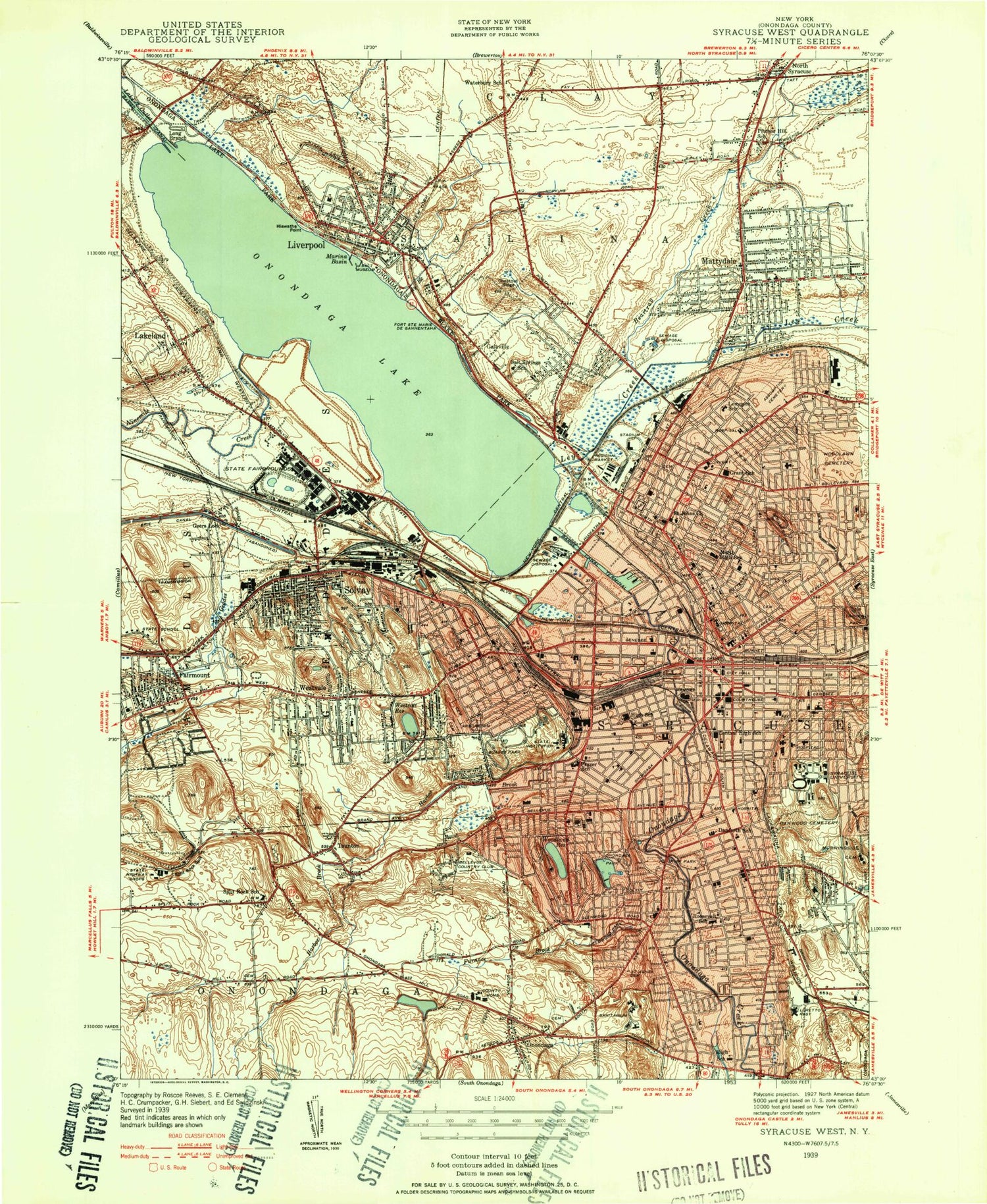 Classic USGS Syracuse West New York 7.5'x7.5' Topo Map Image
