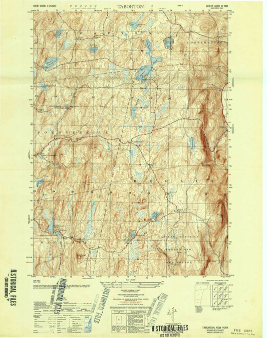 Classic USGS Taborton New York 7.5'x7.5' Topo Map Image