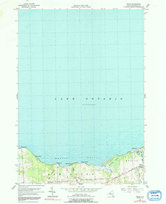 Classic USGS Texas New York 7.5'x7.5' Topo Map Image