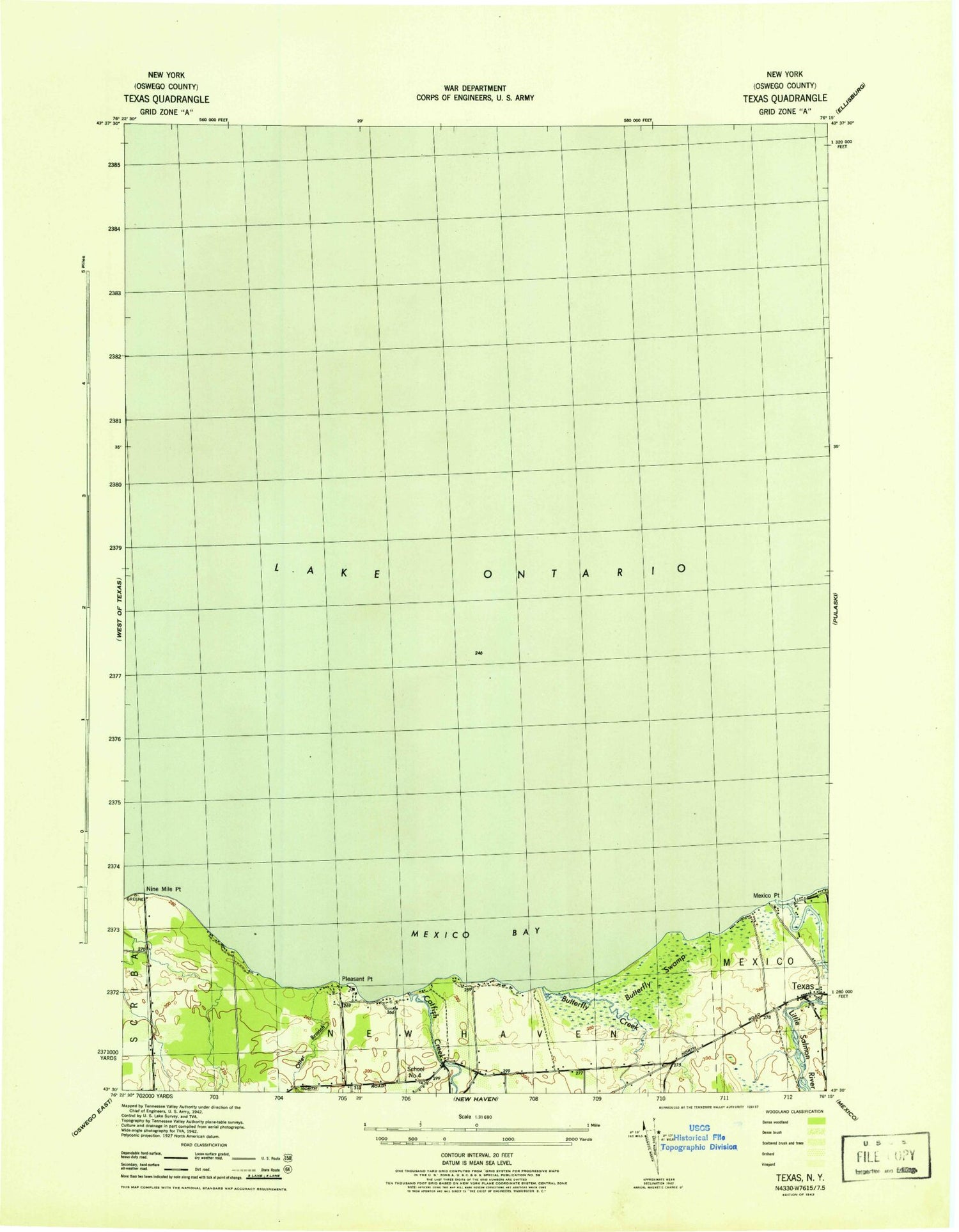 Classic USGS Texas New York 7.5'x7.5' Topo Map Image