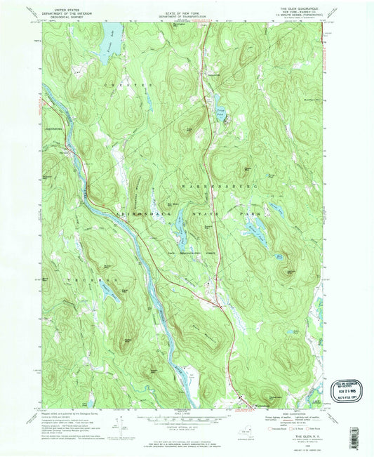 Classic USGS The Glen New York 7.5'x7.5' Topo Map Image