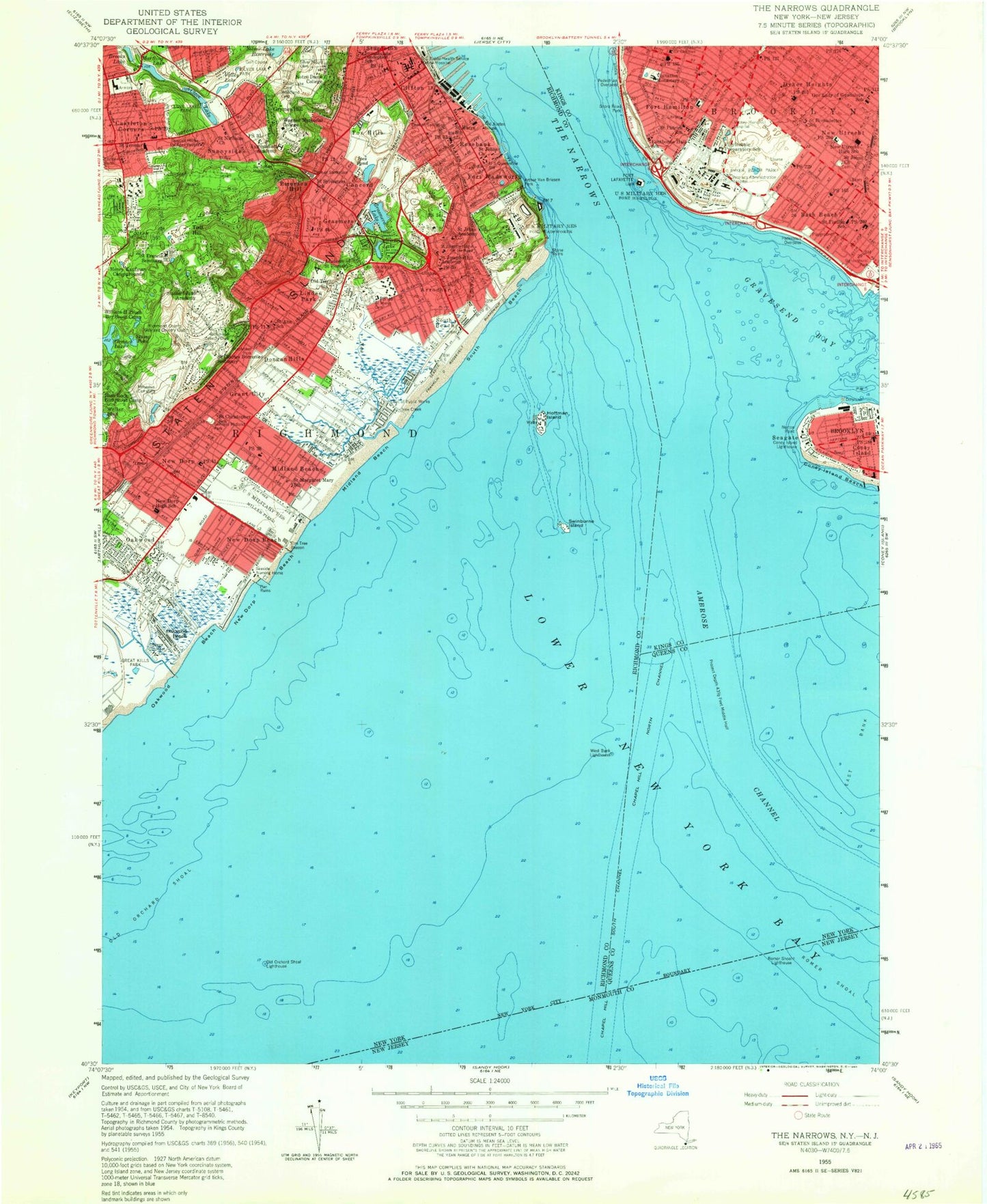 Classic USGS The Narrows New York 7.5'x7.5' Topo Map Image