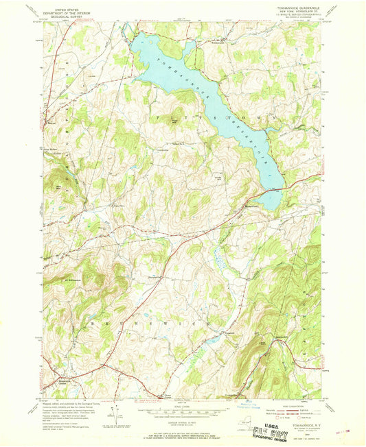 Classic USGS Tomhannock New York 7.5'x7.5' Topo Map Image