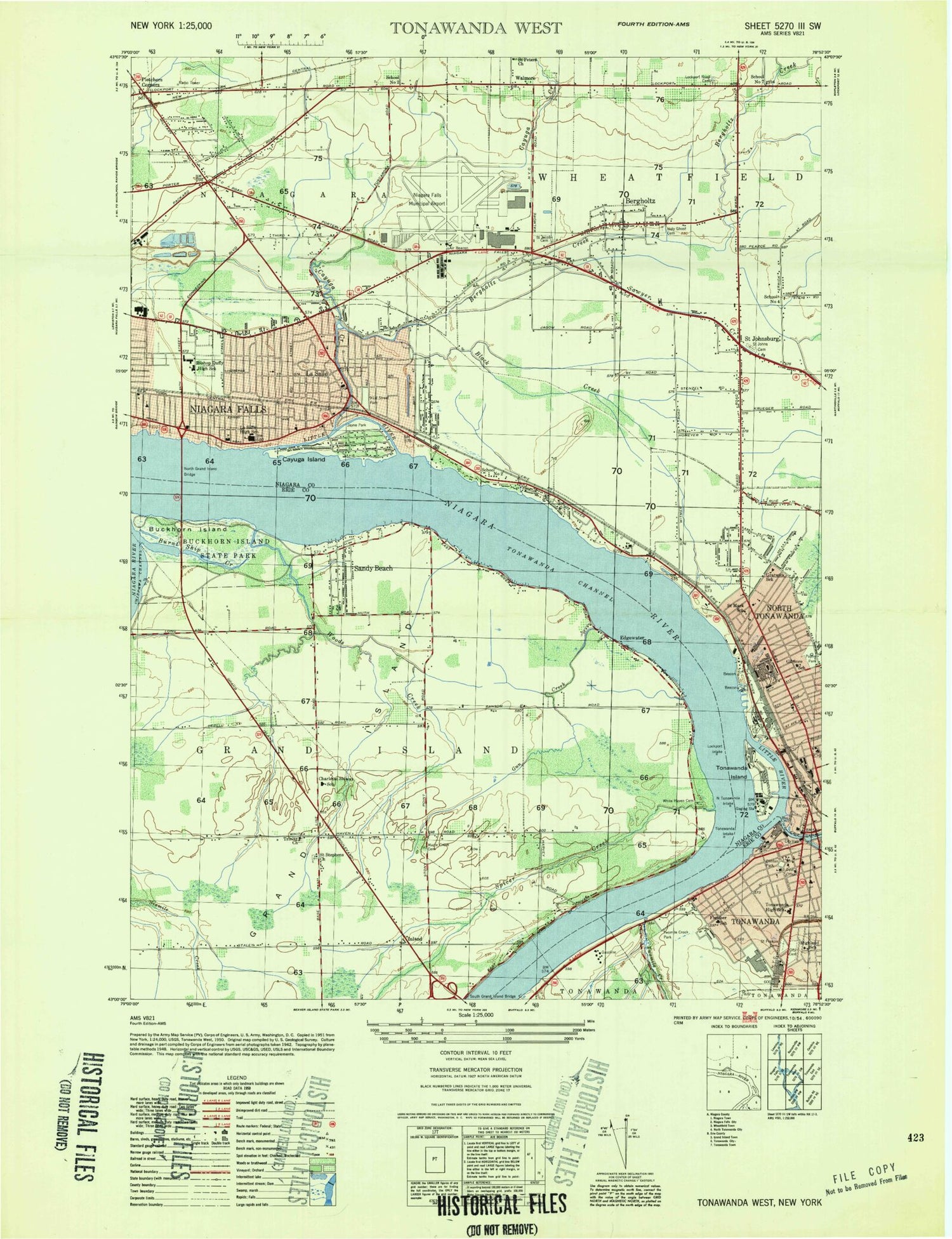 Classic USGS Tonawanda West New York 7.5'x7.5' Topo Map Image