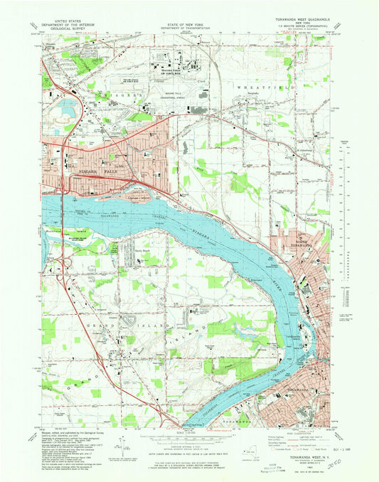 Classic USGS Tonawanda West New York 7.5'x7.5' Topo Map Image