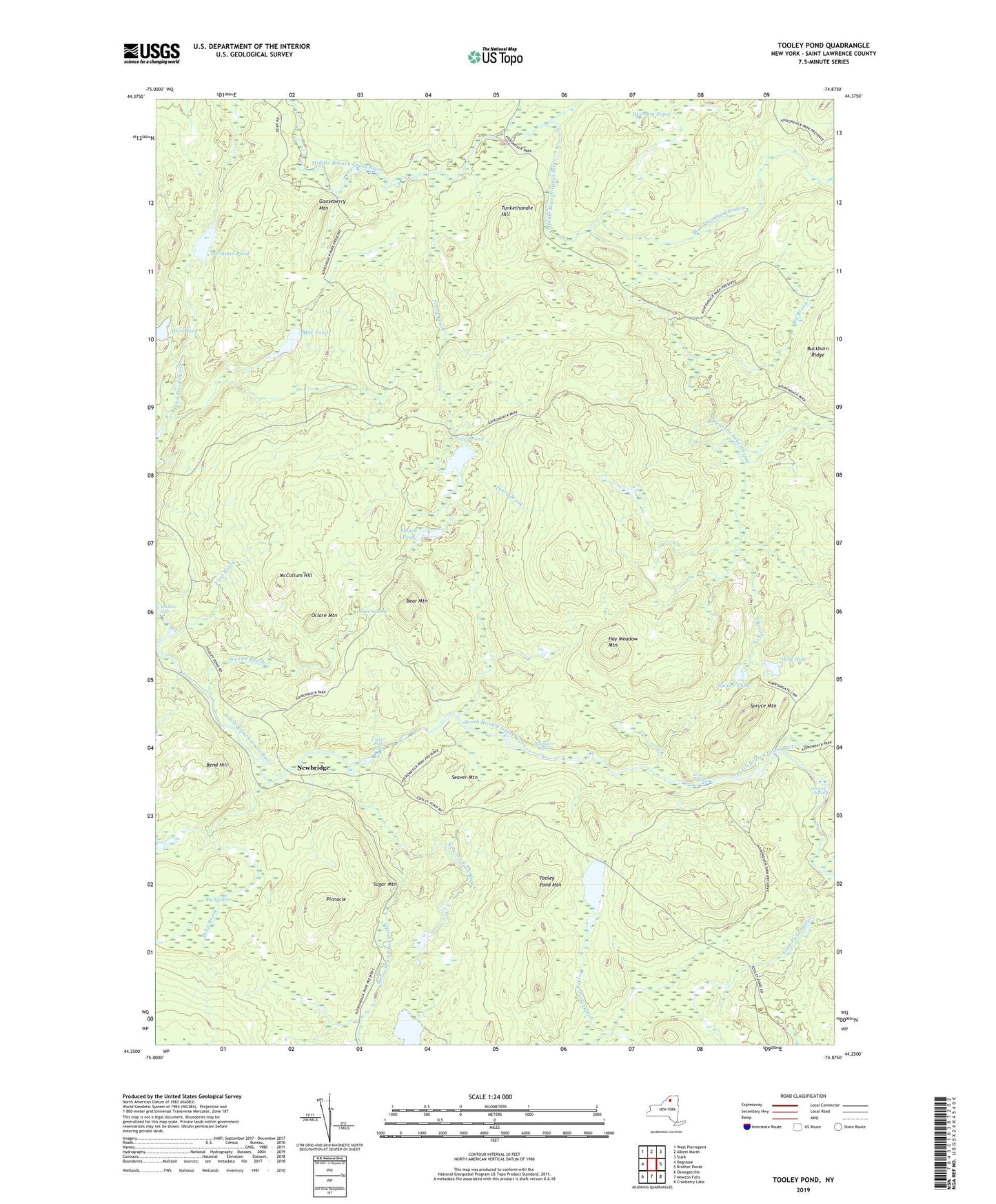 Tooley Pond New York US Topo Map Image