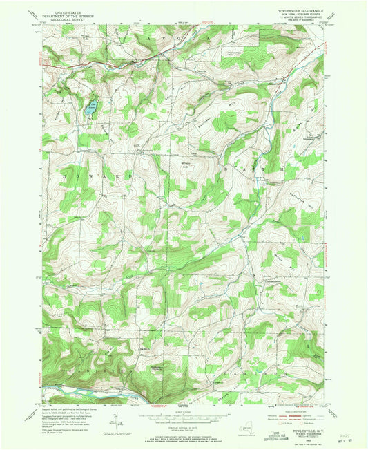 Classic USGS Towlesville New York 7.5'x7.5' Topo Map Image