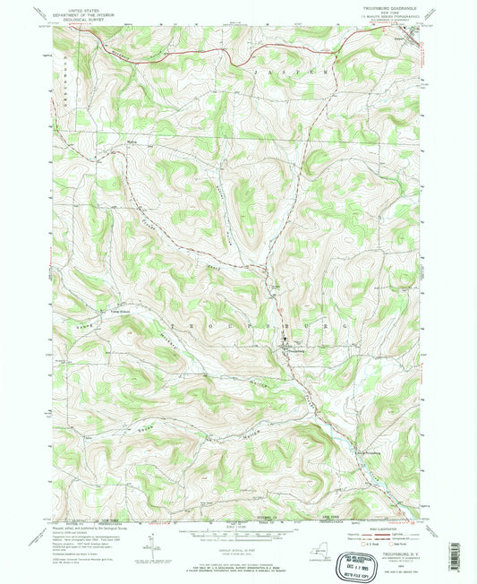 Classic USGS Troupsburg New York 7.5'x7.5' Topo Map Image
