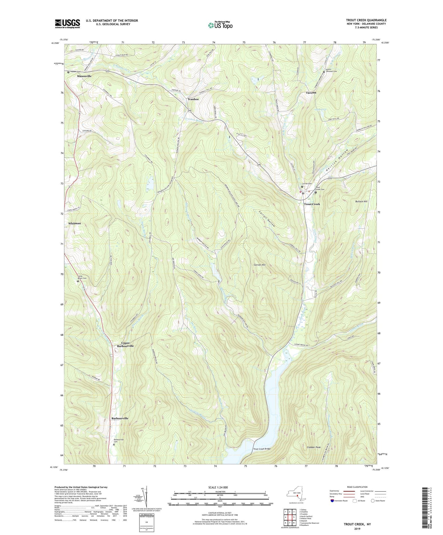Trout Creek New York US Topo Map Image