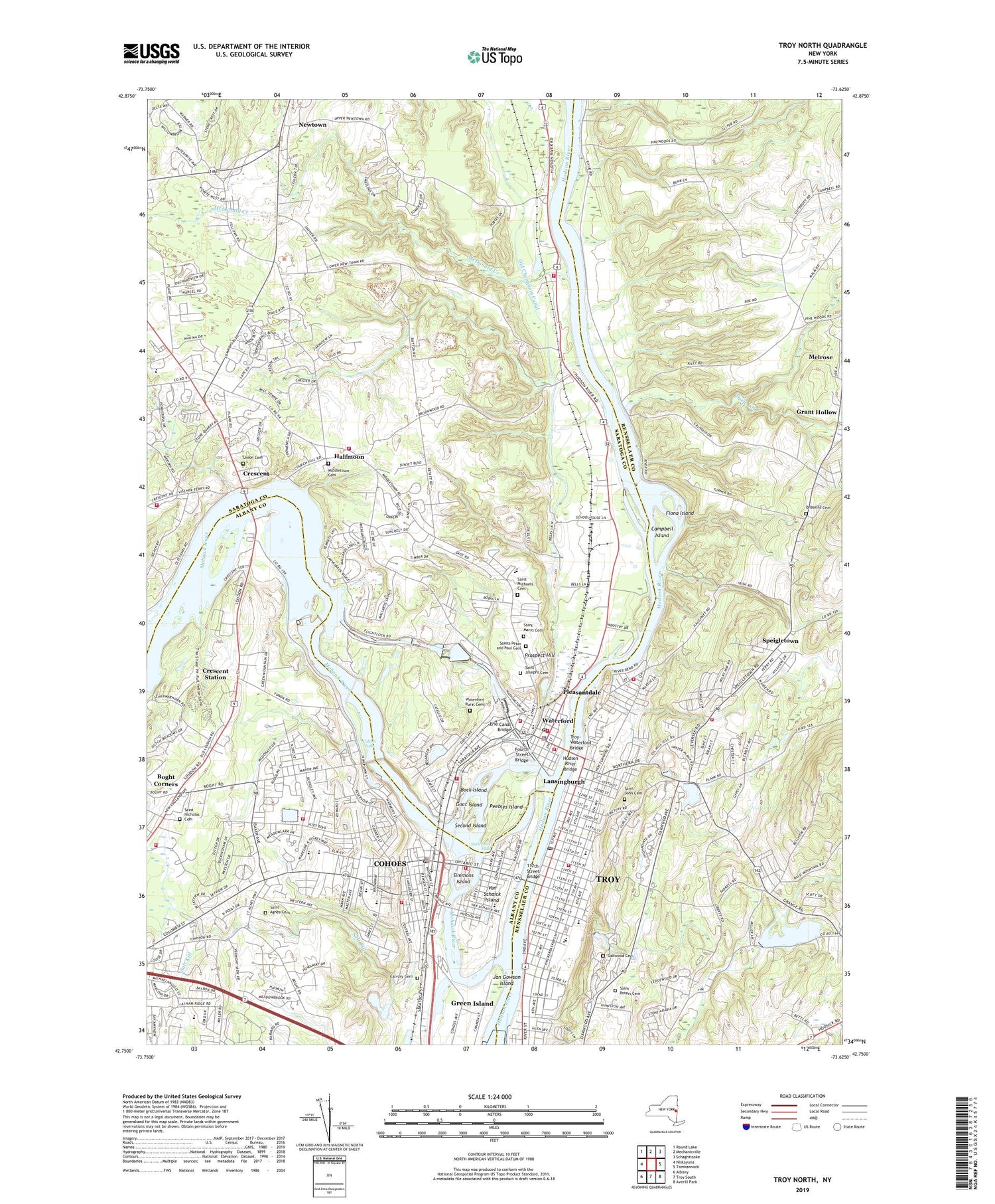 Troy North New York US Topo Map Image