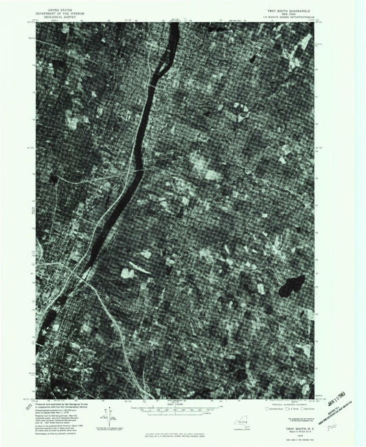 Classic USGS Troy South New York 7.5'x7.5' Topo Map Image