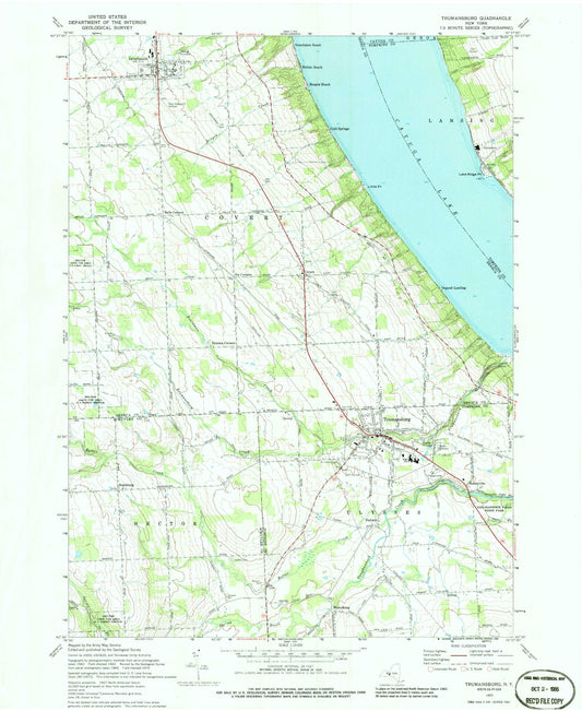 Classic USGS Trumansburg New York 7.5'x7.5' Topo Map Image