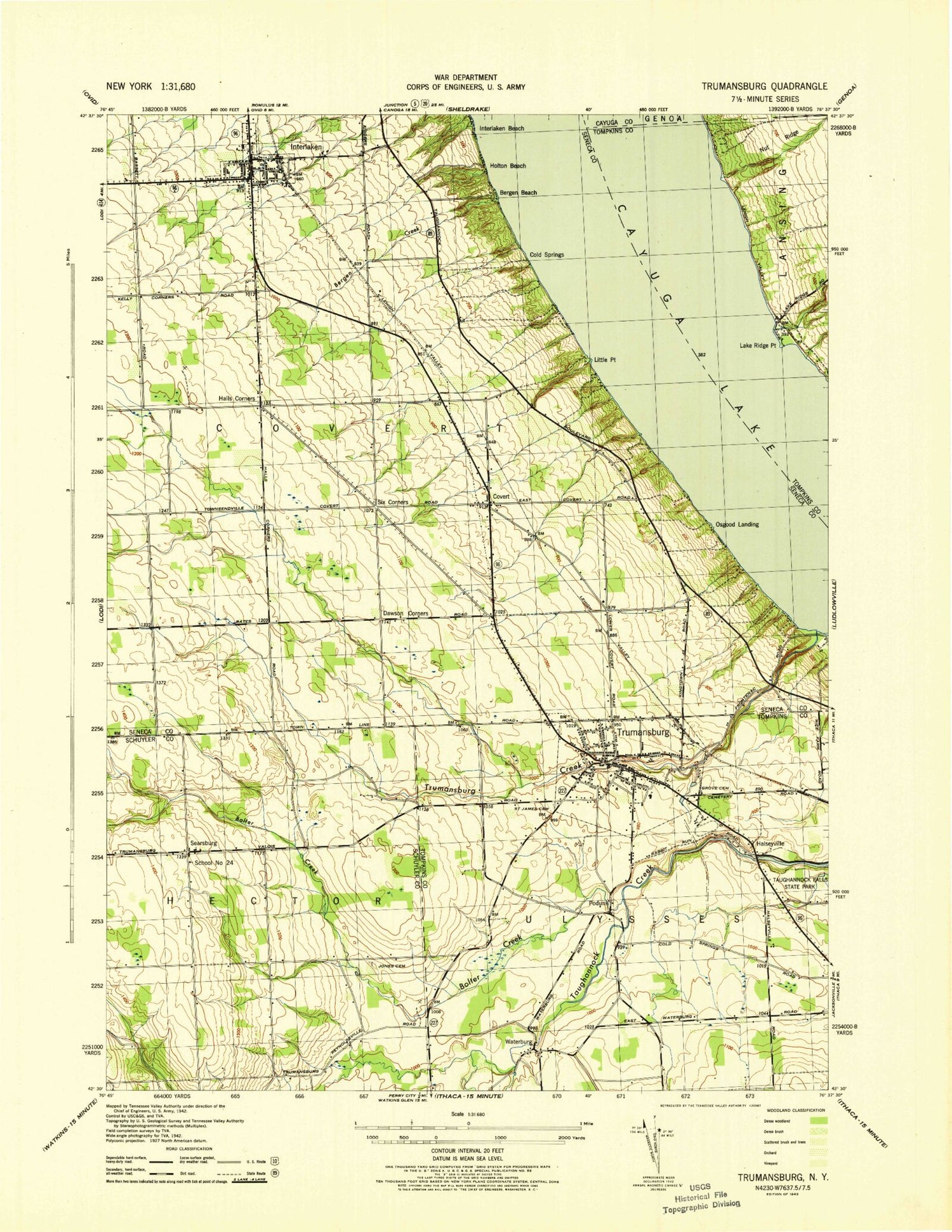 Classic USGS Trumansburg New York 7.5'x7.5' Topo Map Image